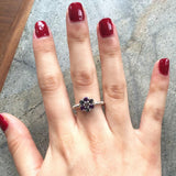 Flower Amethyst Ring - Mystic Topaz Ring - Vintage Cocktail Ring