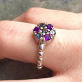 Flower Amethyst Ring - Mystic Topaz Ring - Vintage Cocktail Ring