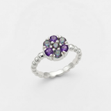 Flower Amethyst Ring - Mystic Topaz Ring - Vintage Cocktail Ring