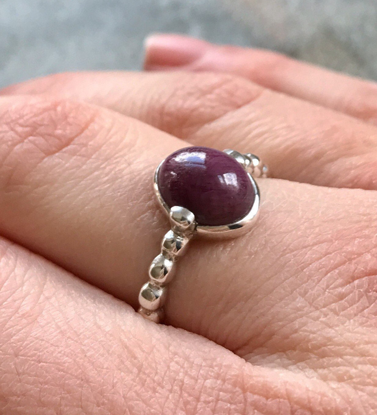 Natural Ruby Ring in 925 Sterling Silver, featuring an oval red ruby, perfect for birthdays and special occasions.