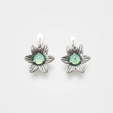 Green Flower Earrings - Chrysoprase Earrings - Vintage Drop Earrings