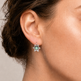 Green Flower Earrings - Chrysoprase Earrings - Vintage Drop Earrings