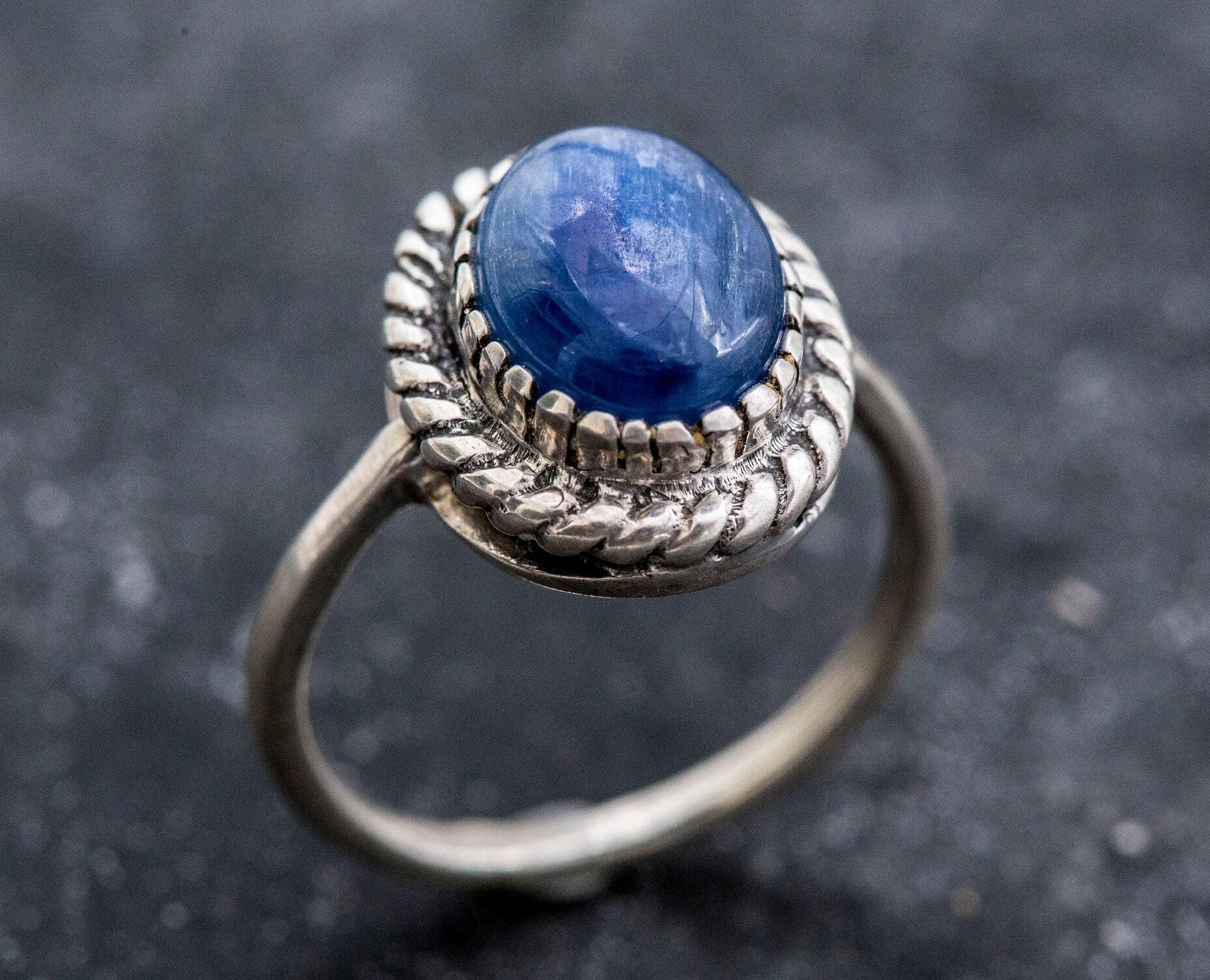 Real Kyanite Ring, Blue Kyanite Ring, Natural Kyanite, Vintage Blue Rings, Blue Stone Ring, African Kyanite, Solid Silver Ring, Kyanite