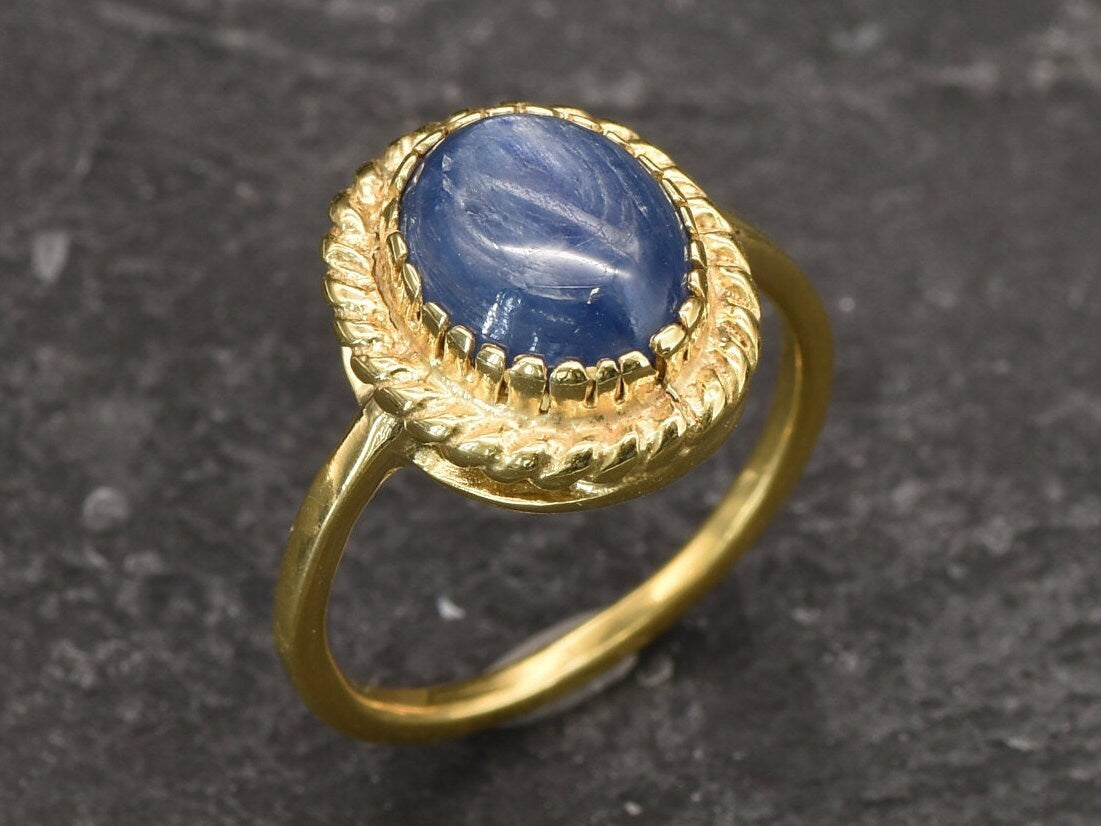 Real Kyanite Ring, Blue Kyanite Ring, Natural Kyanite, Vintage Blue Rings, Blue Stone Ring, African Kyanite, Solid Silver Ring, Kyanite(1)