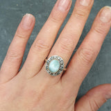 Genuine Larimar Ring - Blue Boho Ring - Vintage Sky Blue Ring