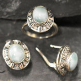 Genuine Larimar Ring - Blue Boho Ring - Vintage Sky Blue Ring