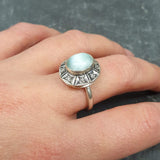 Genuine Larimar Ring - Blue Boho Ring - Vintage Sky Blue Ring