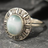 Genuine Larimar Ring - Blue Boho Ring - Vintage Sky Blue Ring