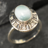 Genuine Larimar Ring - Blue Boho Ring - Vintage Sky Blue Ring