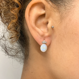 Real Moonstone Earrings - Rainbow Moonstone Studs - White Bridal Earrings