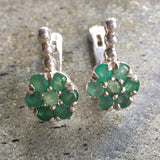 Emerald Flower Earrings - Boho Emerald Earrings - Emerald Daisy Earrings