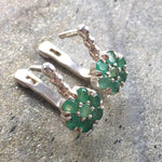 Natural Emerald Earrings made in 925 Sterling Silver with Round Natural Green Emerald in Cluster setting, May Birthstone gift idea, symbolizes growth, harmony, and deep emotional healing, ideal for everyday wear and perfect for birthday gifting and special occasions.