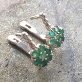 Natural Emerald Earrings made in 925 Sterling Silver with Round Natural Green Emerald in Cluster setting, May Birthstone gift idea, symbolizes growth, harmony, and deep emotional healing, ideal for everyday wear and perfect for birthday gifting and special occasions.
