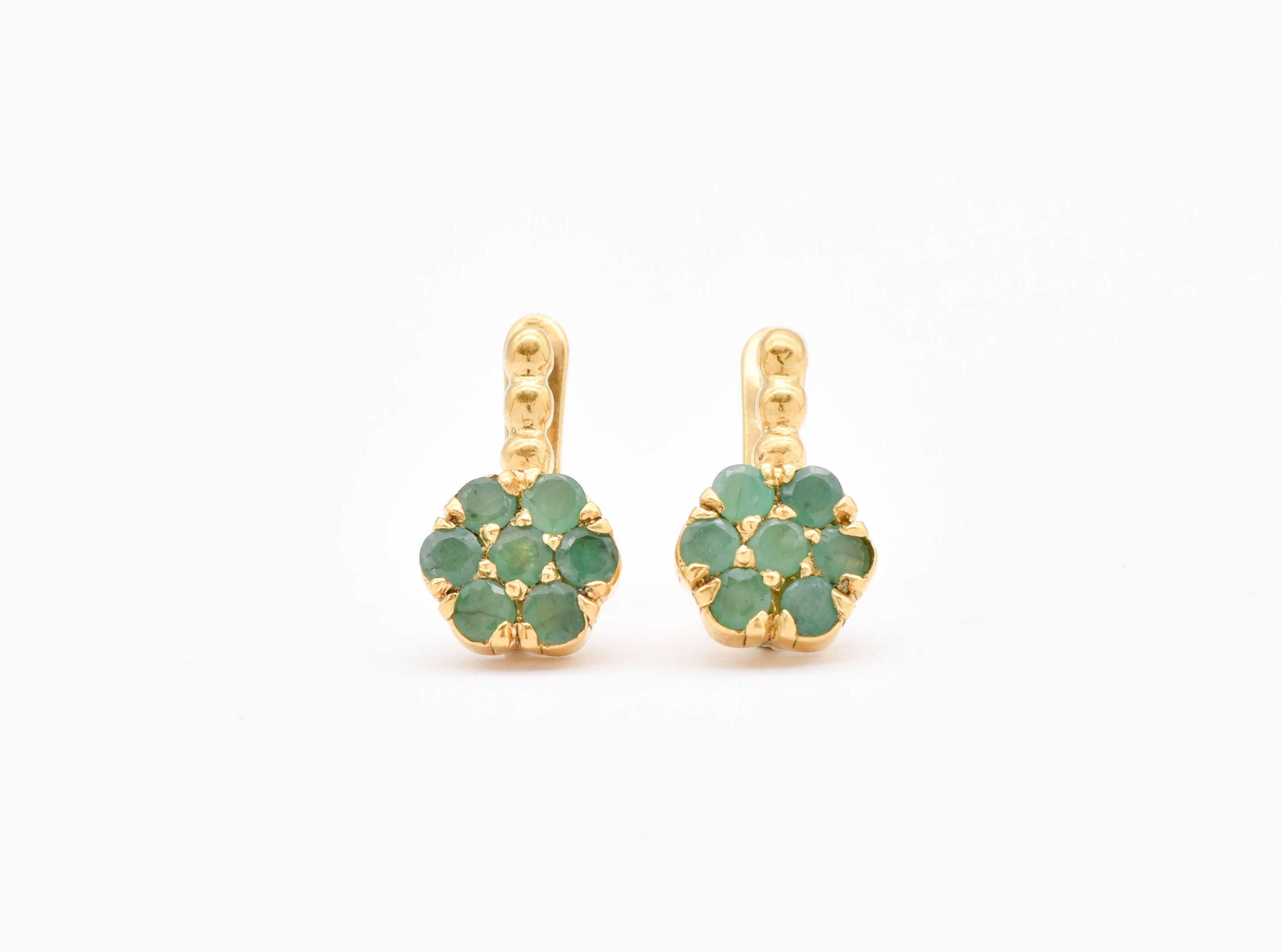 Emerald Flower Earrings - Boho Emerald Earrings - Emerald Daisy Earrings