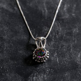 Mystic Topaz Necklace - Genuine Topaz Pendant - Round Vintage Topaz Pendant