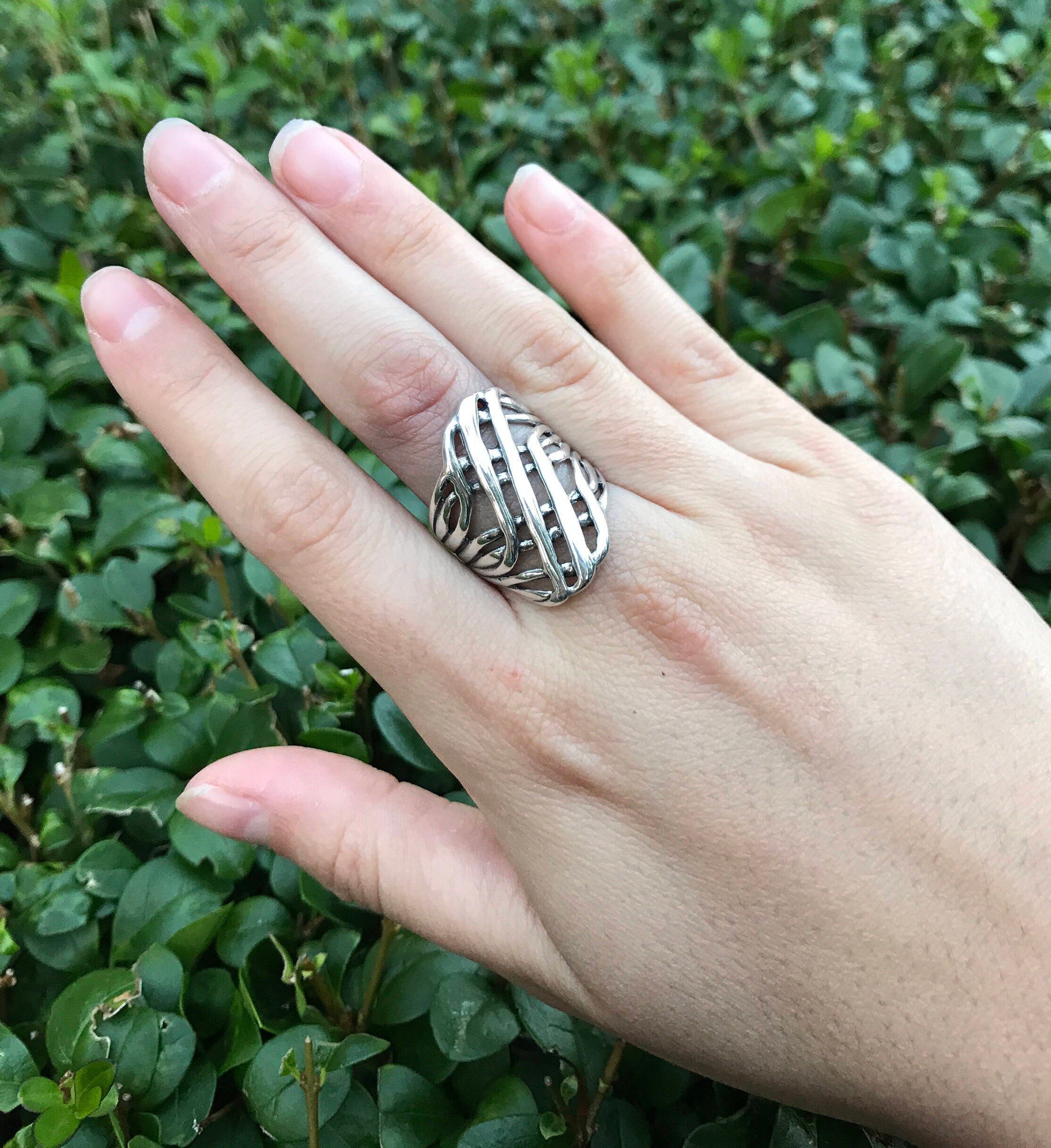 Silver Designer Ring, Solid Silver Ring, Statement Ring, Unique Silver Ring, Long Finger Ring, Interesting Ring, Sterling Silver, Long Ring
