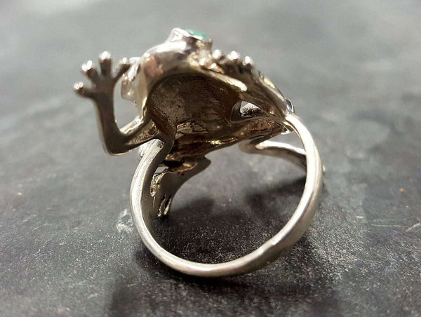 Frogs Ring With Aventurine in Sterling Silver 