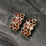 Genuine Garnet Earrings - Red Honey Comb Earrings - Floral Drop Earrings