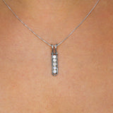 Moonstone Pendant - White Vertical Necklace - Vintage Bar Necklace