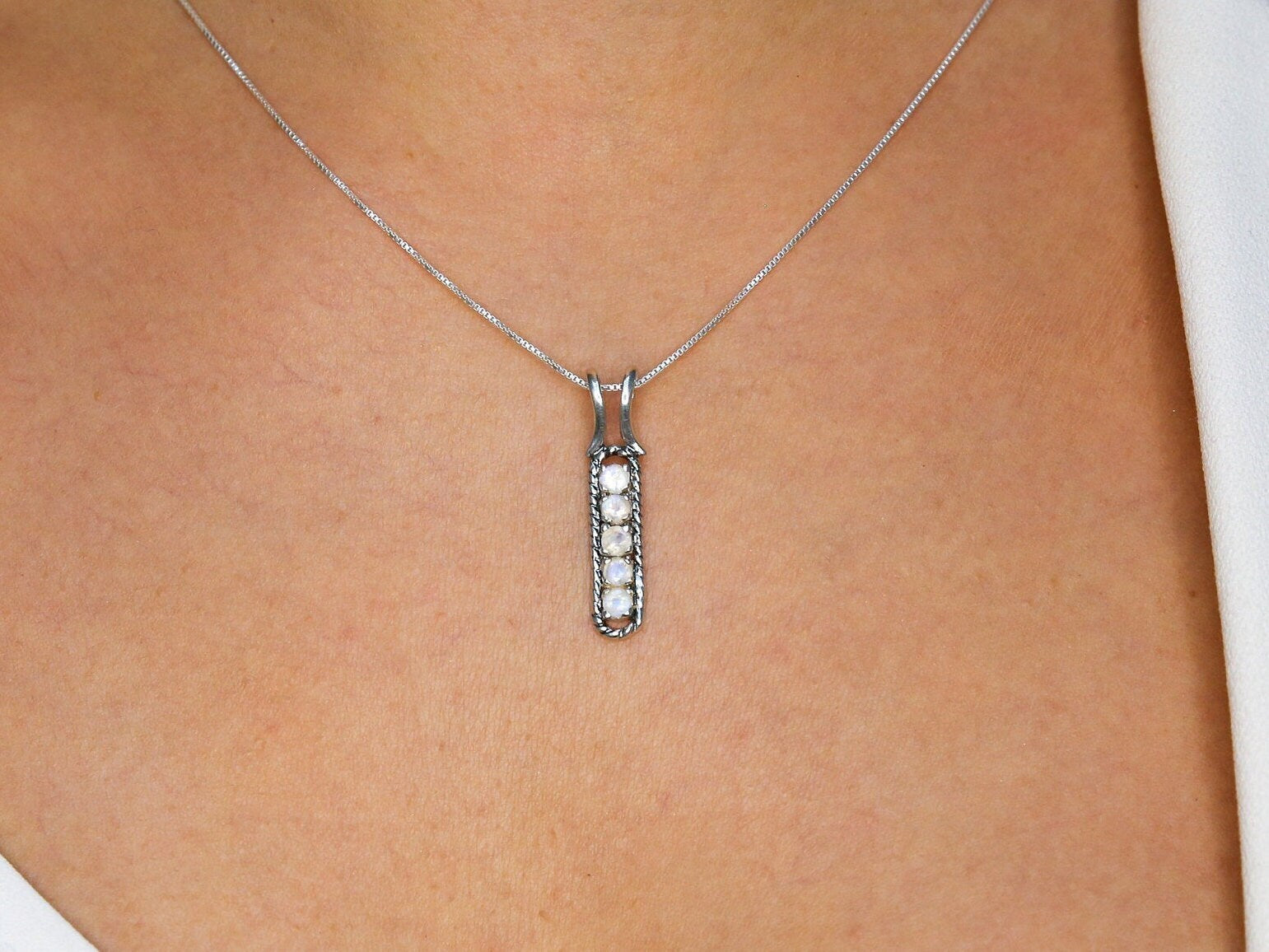 Moonstone Pendant, Vintage Pendant, Rainbow Moonstone, Natural Moonstone, June Birthstone, June Pendant,  Moonstone Necklace, Silver Pendant