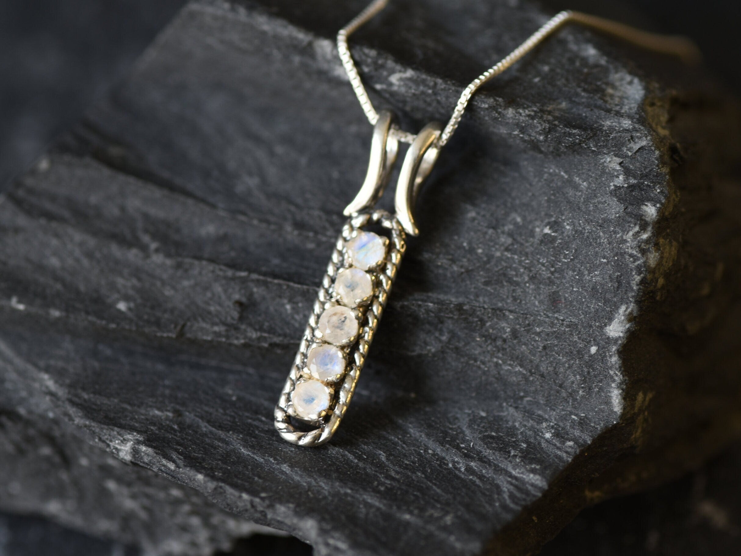 Moonstone Pendant, Vintage Pendant, Rainbow Moonstone, Natural Moonstone, June Birthstone, June Pendant,  Moonstone Necklace, Silver Pendant