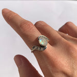 Moonstone Ring, Rainbow Moonstone, Vintage Rings, Antique Ring, Natural Moonstone, June Birthstone, Silver Ring, June Ring, Solid Silver