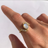 Vintage Moonstone Ring - Gold Antique Band, Natural Moonstone Ring, June Birthstone Ring