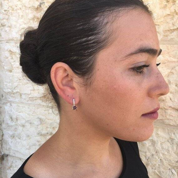 Garnet Earrings, Red Garnet Earrings, Natural Garnet Earrings, Dainty Earring, Red Diamond Earrings, Sterling Silver Earrings, Garnet Studs