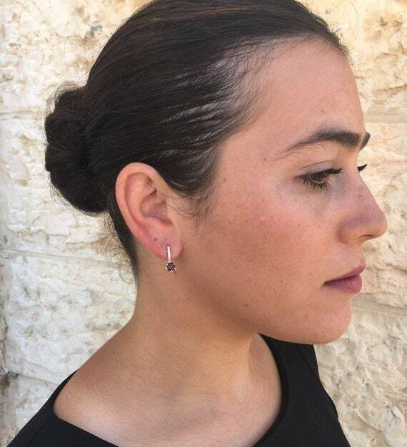 Garnet Earrings, Red Garnet Earrings, Natural Garnet Earrings, Dainty Earring, Red Diamond Earrings, Sterling Silver Earrings, Garnet Studs