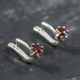 Genuine Garnet Earrings - Dainty Red Earrings - Vintage Drop Earrings