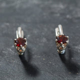 Genuine Garnet Earrings - Dainty Red Earrings - Vintage Drop Earrings