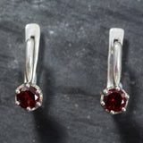 Genuine Garnet Earrings - Dainty Red Earrings - Vintage Drop Earrings