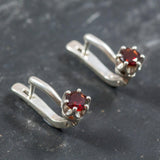 Genuine Garnet Earrings - Dainty Red Earrings - Vintage Drop Earrings