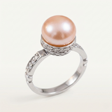 Real Pearl Ring - Large Pearl Ring - Round Vintage Ring