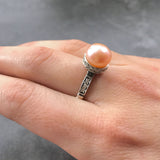 Real Pearl Ring, Beige Pearl Ring, Natural Pearl, June Birthstone, Pink Pearl, Real Pearl, Vintage Rings, Beige Ring, 925 Silver Ring, Pearl