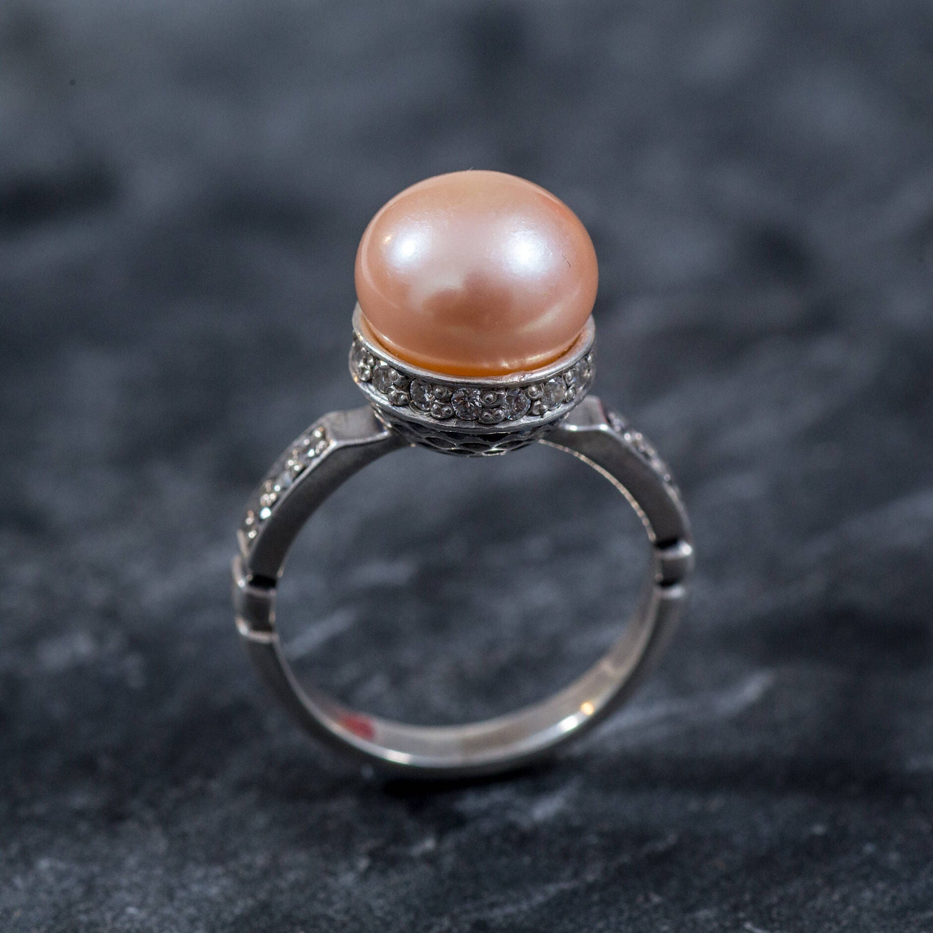 Real Pearl Ring, Beige Pearl Ring, Natural Pearl, June Birthstone, Pink Pearl, Real Pearl, Vintage Rings, Beige Ring, 925 Silver Ring, Pearl