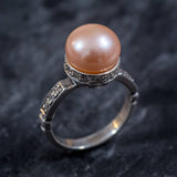 Real Pearl Ring, Beige Pearl Ring, Natural Pearl, June Birthstone, Pink Pearl, Real Pearl, Vintage Rings, Beige Ring, 925 Silver Ring, Pearl