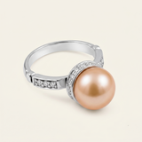 Real Pearl Ring - Large Pearl Ring - Round Vintage Ring