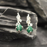 Natural Malachite Earrings - Green Leaf Earrings - Vintage Drop Earrings