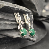 Natural Malachite Earrings - Green Leaf Earrings - Vintage Drop Earrings