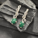 Natural Malachite Earrings - Green Leaf Earrings - Vintage Drop Earrings