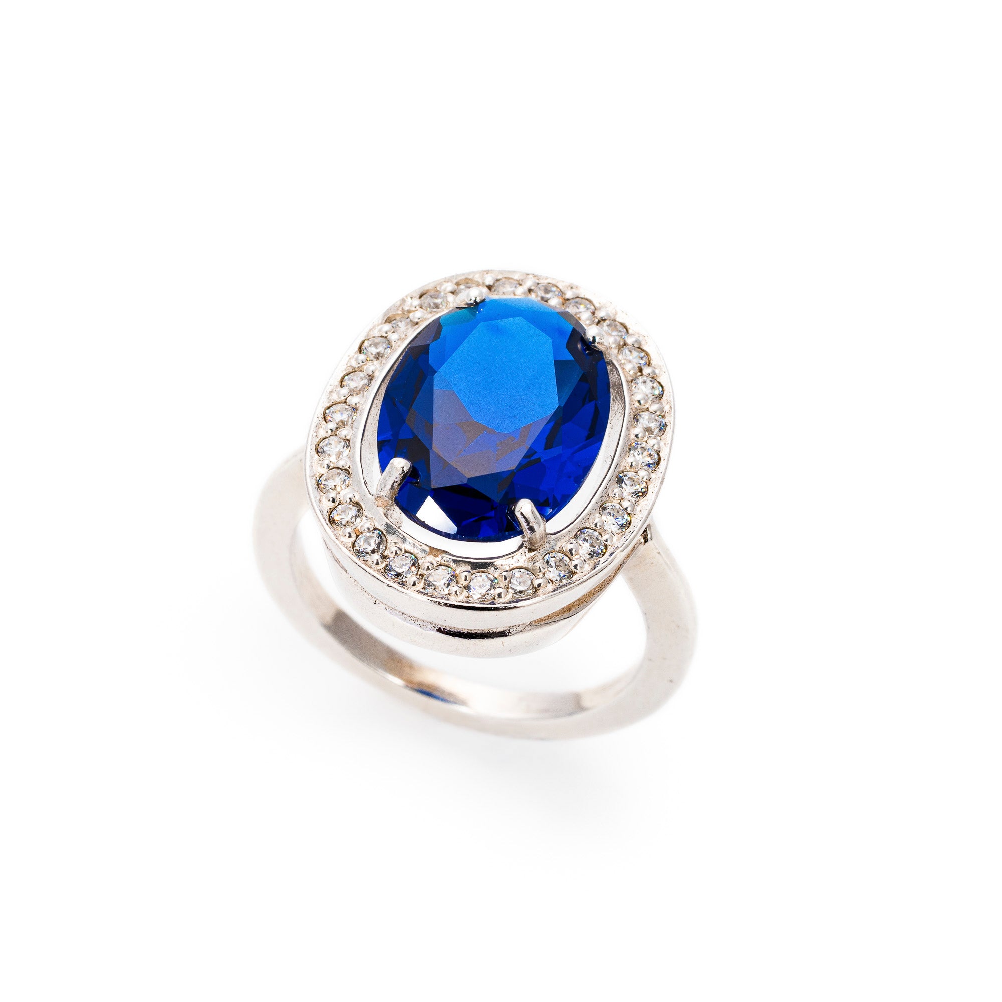 Royal Blue Ring, Sapphire Ring, Created Sapphire, Victorian Ring, Vintage Rings, Large Stone Ring, Blue Ring, Silver Ring, Sapphire