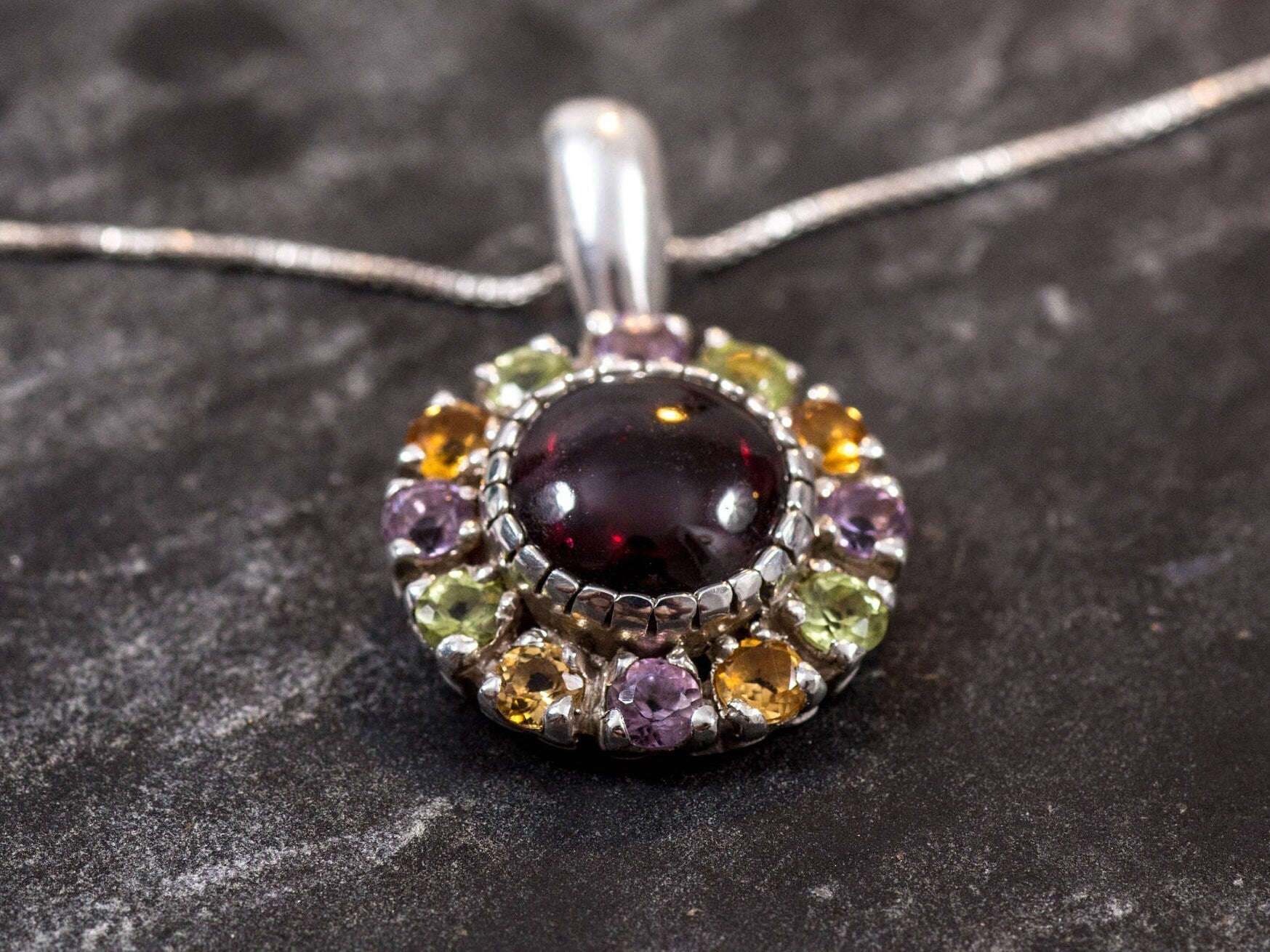 Garnet Pendant, Natural Garnet, Mothers Birthstones, Birthstone Pendant, January Birthstone, Red Garnet Pendant, Natural Topaz, Silver Chain