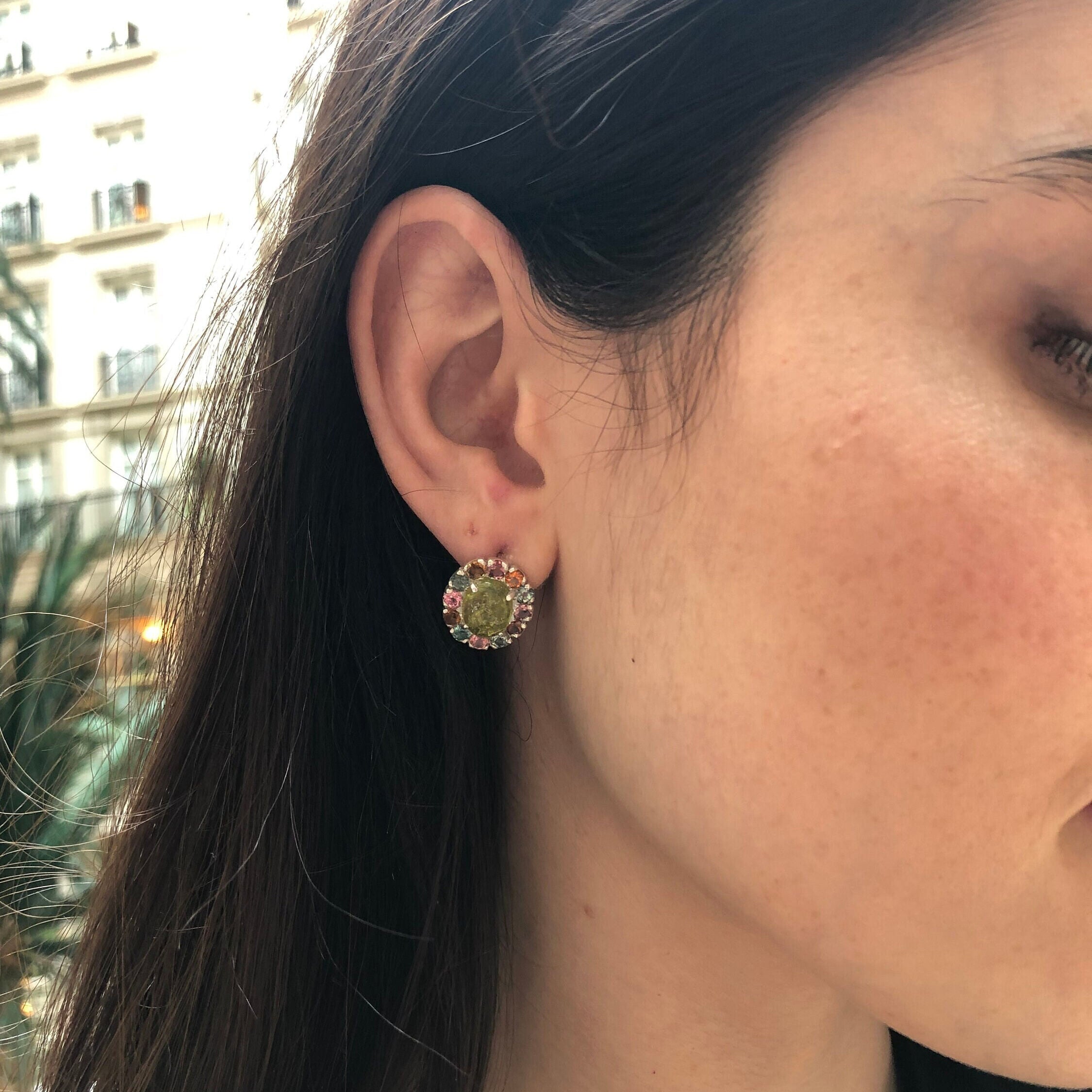 Tourmaline Earrings, Natural Tourmaline, October birthstone, Victorian Earrings, Yellow Tourmaline, Vintage Earrings, Solid Silver Earrings