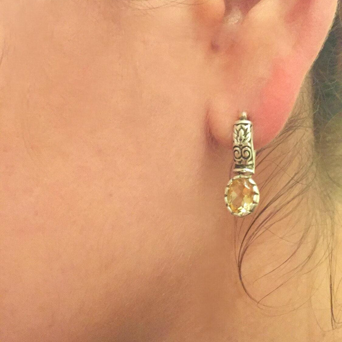 Citrine Earrings, Natural Citrine, Yellow Diamond, November Birthstone, November Earrings, Vintage Earrings, Tribal Earrings, Solid Silver