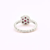 Charming 925 Sterling Silver Ruby Ring with vibrant red cluster, ideal for daily wear and a thoughtful July birthday gift.