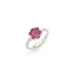 Natural Ruby Ring made in 925 Sterling Silver with Round Natural Red Ruby in Cluster setting, July Birthstone gift idea, symbolizes nobility, purity, and passion, ideal for everyday wear and perfect for birthday gifting and special occasions.