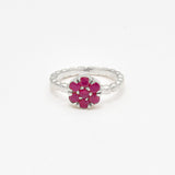 Stylish Natural Ruby Cluster Ring in 925 Sterling Silver, a meaningful gift for July birthdays, representing love and purity.