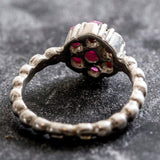 Flower Ruby Ring - Natural Ruby Ring - Silver Daisy Ring