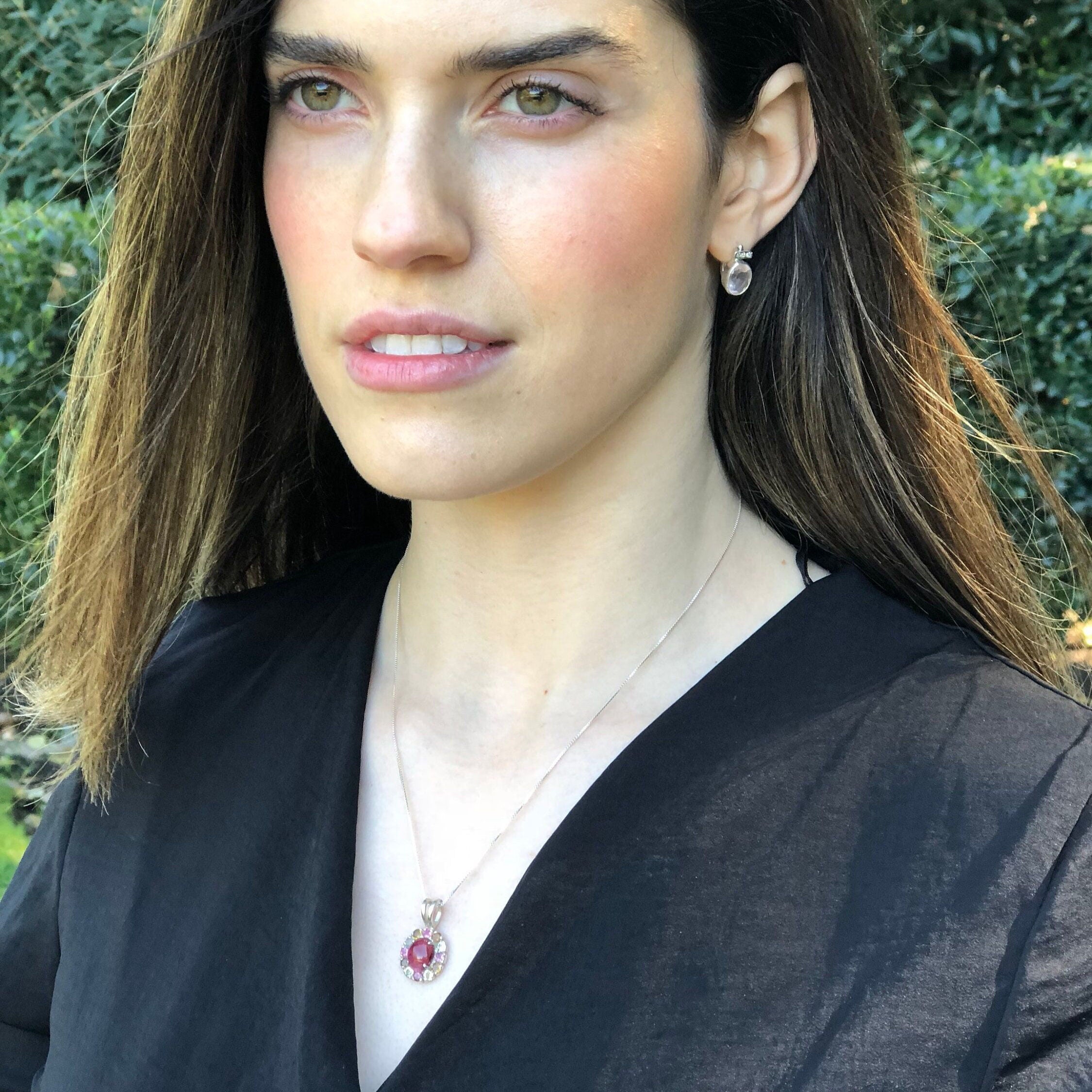 Victorian Opal Pendant, Natural Opal, Vintage Pendant, October Birthstone, Oval Pendant, White Necklace, 925 Silver Pendant, Chrome Diopside